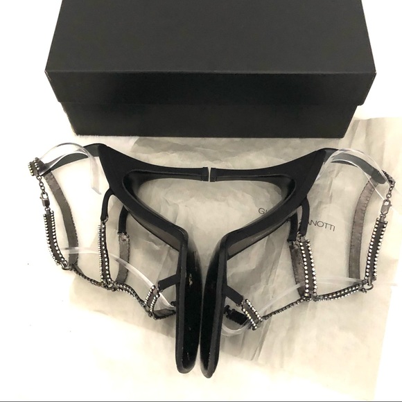 GIUSEPPE ZANOTTI BLACK CRYSTAL EMBELLISHED SANDALS 37 - Picture 3 of 11